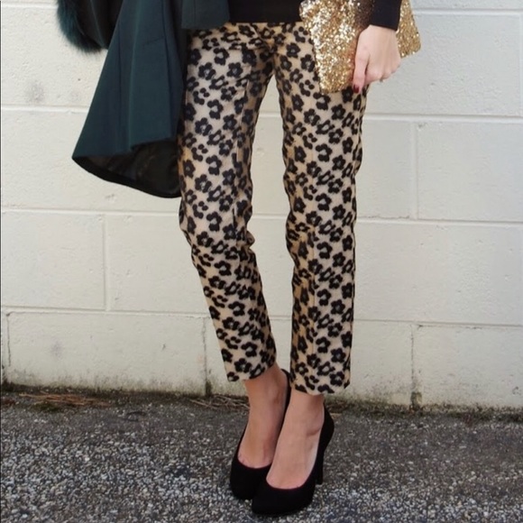 Ann Taylor maven leopard jacquard ankle pants - Picture 2 of 3